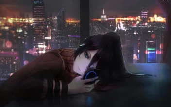 Anime Girl Listening To Music At Night HD For PC