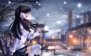 Lonely Anime Girl Sitting Alone At Christmas HD For PC