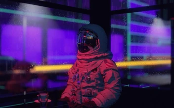 Astronaut Sitting In A Cafe While Its Raining Outside HD For PC