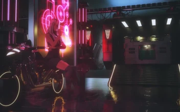 Cyberpunk Girl And Motorcycle HD For PC
