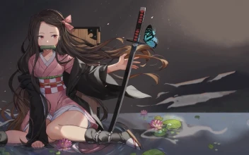 Nezuko Kamado Sitting On The Water Kimetsu No Yaiba HD For PC