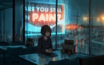 Lonely Anime Girl Sitting In A Coffee Shop While Its Raining Outside HD For PC