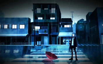Hatsune Miku Standing On The Street In The Rain HD For PC