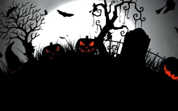 Stock Video 2d animation with halloween concept PC