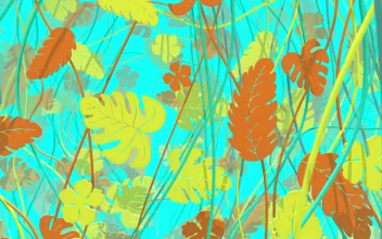 Stock Video 2d autumn branches and leaves on a blue background PC