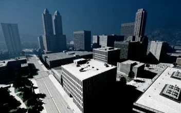 Stock Video 3d animation of buildings in a empty city PC