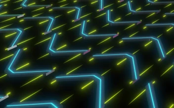 Stock Video 3d arrows of blue light traveling on the road PC