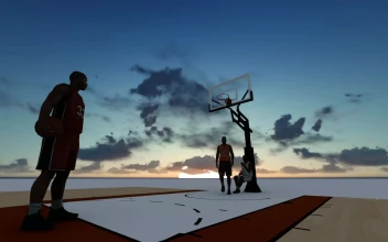 Stock Video 3d basketball players on a basketball court PC
