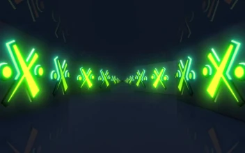 Stock Video 3d corridor with neon signs in the walls PC