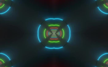 Stock Video 3d colorful neon lights circle tunnels PC