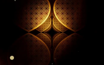 Stock Video 3d gold plaques shaped like tumid arches PC