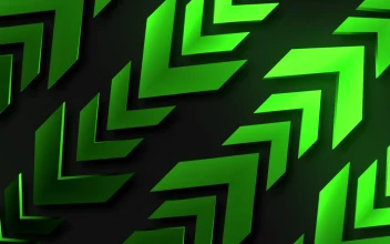 Stock Video 3d green arrows moving in on a platform PC