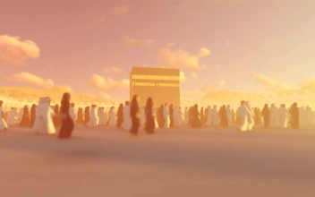 Stock Video 3d islamists crowd walking inside mecca PC