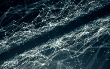 Stock Video 3d models of many connected floating points PC