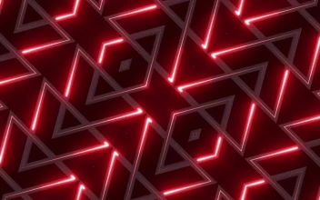Stock Video 3d moving surface with red triangles lights PC