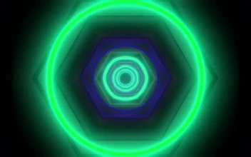 Stock Video 3d tunnel of circles and hexagons of light PC