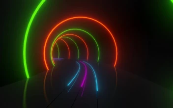 Stock Video A Circular Tunnel With Neon Colors for PC