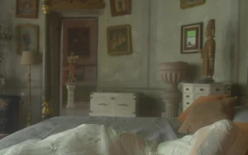 Stock Video A Depressed Old Fashioned Woman Laying In Bed for PC