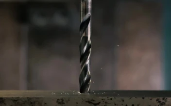 Stock Video A Drilling Machine Drilling Steel for PC