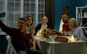 Stock Video A Family Taking A Selfie On Thanksgiving Dinner for PC