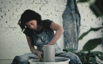 Stock Video A Female Ceramic Artist Working for PC