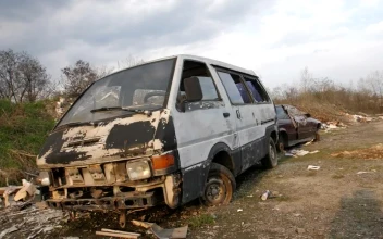 Stock Video Abandoned Vehicles At A Garbage Site for PC