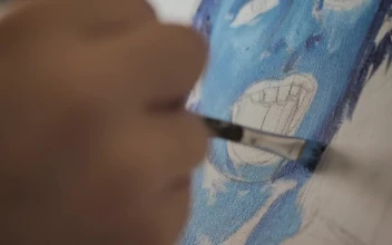 Stock Video Abstract Face Of Blue Color Being Painted for PC