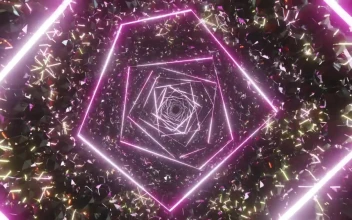 Stock Video Abstract Tunnel Of Crystals And Purple Neon Lights for PC