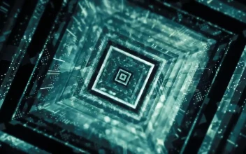Stock Video Abstract Tunnel Of Digital Rotating Squares for PC