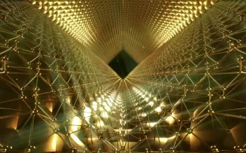 Stock Video Abstract Tunnel Of Golden Figures Patterns for PC