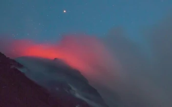 Stock Video Active Volcano Smoking During The Starry Night for PC