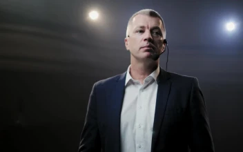 Stock Video Adult Man With Headset Microphone On Stage for PC