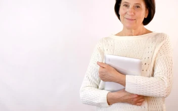 Stock Video Adult Woman Smiling With A Tablet for PC