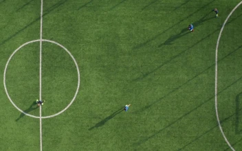 Stock Video Aerial Overhead View Of A Small Soccer Court for PC