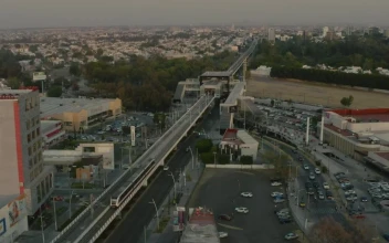 Stock Video Aerial Panorama In A City From A Train Station for PC