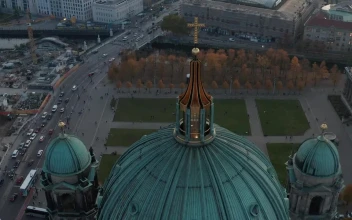 Stock Video Aerial Shot Of The Dome Of A Cathedral In Germany for PC