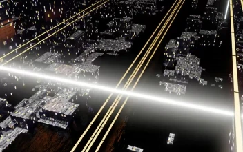 Stock Video Aerial Tour Of An Abstract Virtual City for PC