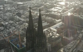 Stock Video Aerial View Of A European Cathedral for PC