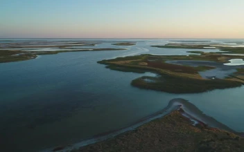 Stock Video Aerial View Of A Lake With Unusual Islands for PC