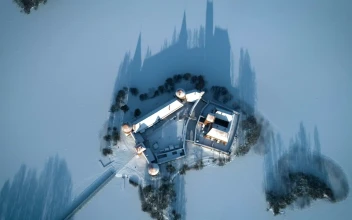 Stock Video Aerial View Of A Medieval Castle In The Winter for PC