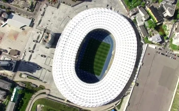 Stock Video Aerial View Of A Soccer Stadium for PC