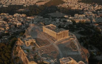 Stock Video Aerial View Of Acropolis In The Center Of Athens for PC