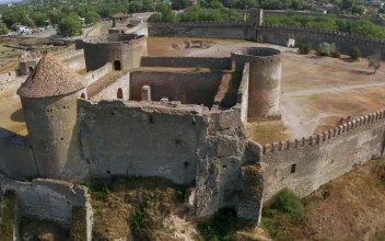 Stock Video Aerial View Of An Old Ruined Castle for PC