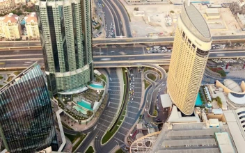 Stock Video Aerial View Of Dubai City Traffic for PC