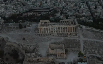 Stock Video Aerial View Of The Acropolis Ruins In Greece for PC