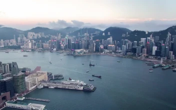 Stock Video Aerial View Of The Harbor In Hong Kong for PC