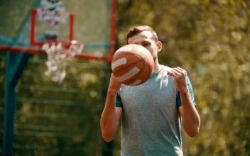 Stock Video Basketball Player Turns And Scores Portrait For PC