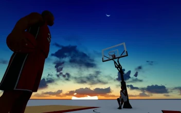 Stock Video Basketball Player On A Court During A Sunset For PC
