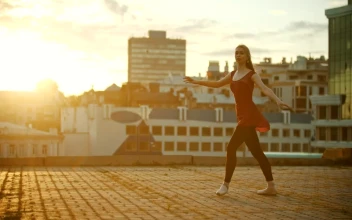 Stock Video Ballet Dancer Taking An Artistic Leap For PC