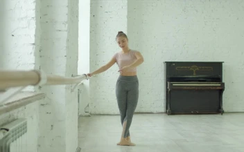 Stock Video Ballet Dancer Rehearsing In Classroom For PC